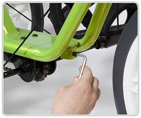 Rifton adaptive special needs bike chain parallel to metal tube