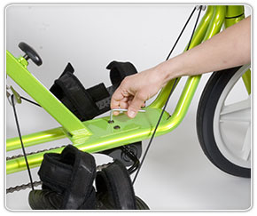 Loosening cap screws on Rifton special needs bicycle