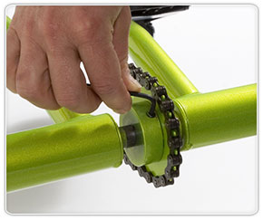 Tighten rear gear sprocket screw on special needs trike bike