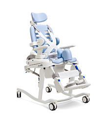 The Rifton HTS shown as a standing and folding commode chair