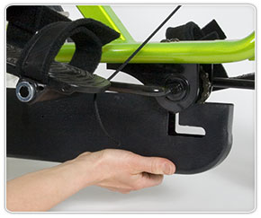 Removing front of bottom cover on an adaptive tricycle