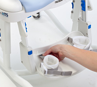 Rifton Hygiene Toileting System showing guidelines for the ankle straps feature.