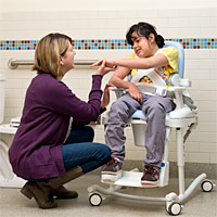 The Rifton Hygiene Toileting System configurations guidelines showing the HTS being used off the toilet as a stand-alone commode.