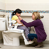 The Rifton Hygiene Toileting System configurations guidelines showing the HTS being used on the toilet.