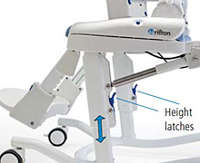 Rifton Hygiene Toileting System showing guidelines for the height adjustment feature.