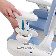 Rifton Hygiene Toileting System showing guidelines for hip guides feature.