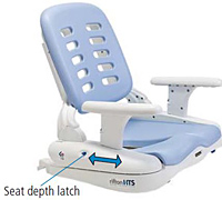The Rifton Hygiene Toileting System showing guidelines for using the seat depth feature.