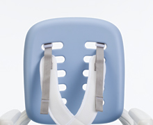 Rifton Hygiene Toileting System showing guidelines for the shoulder straps feature.