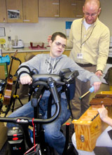 In this case study, the patient works on playing an instrument while getting the head support he needs.