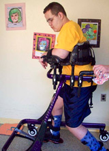 A traumatic injury case study showing the patient practicing gait training.