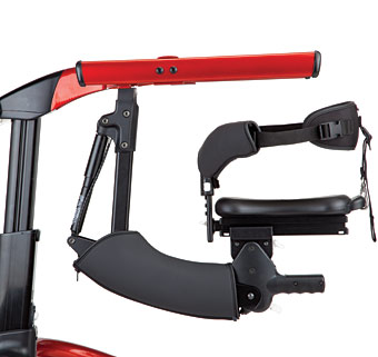 A close-up showing the multi-position saddle on the new Dynamic Pacer gait trainer
