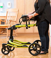 A school therapist secures the Pacer chest prompts into the upright posts. 