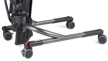 Close-up of the TRAM showing the swivel locks in position for optimizing lateral movement in gait training