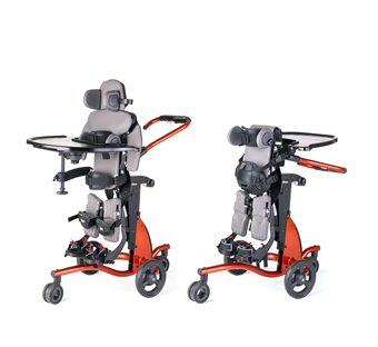 The Size 1 Rifton Stander shown in supine and prone configurations