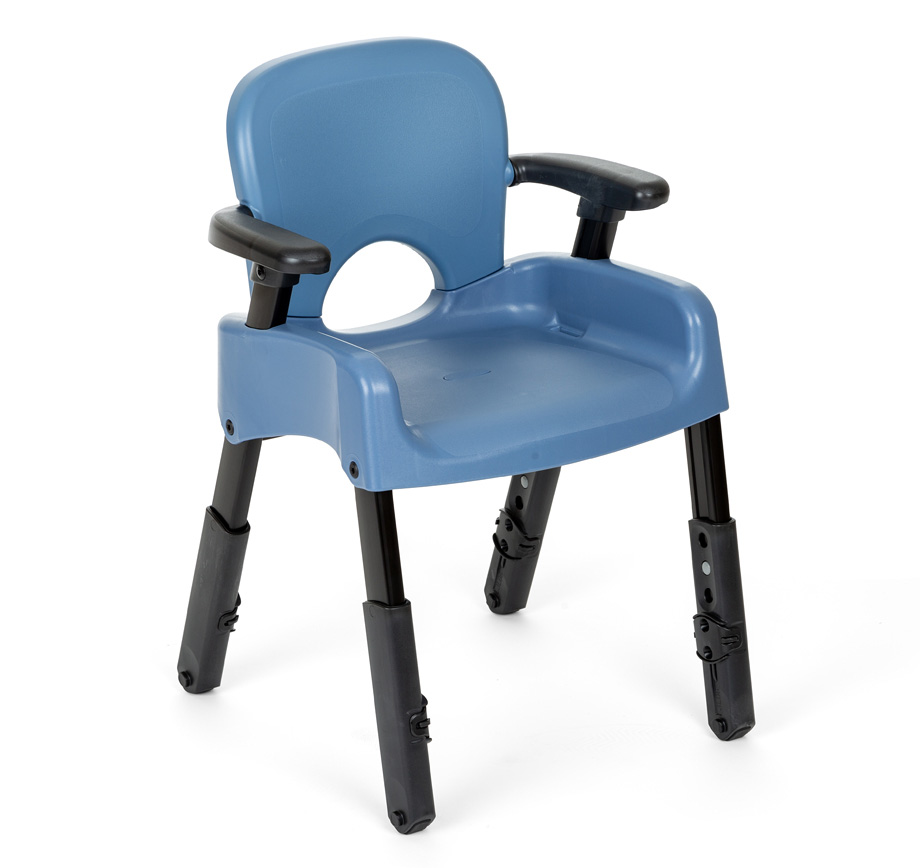 A blue Rifton Compass Chair