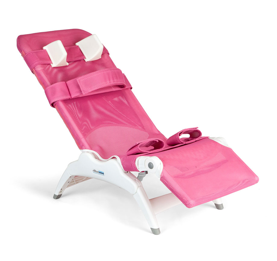 A Rifton Wave bath chair in pink