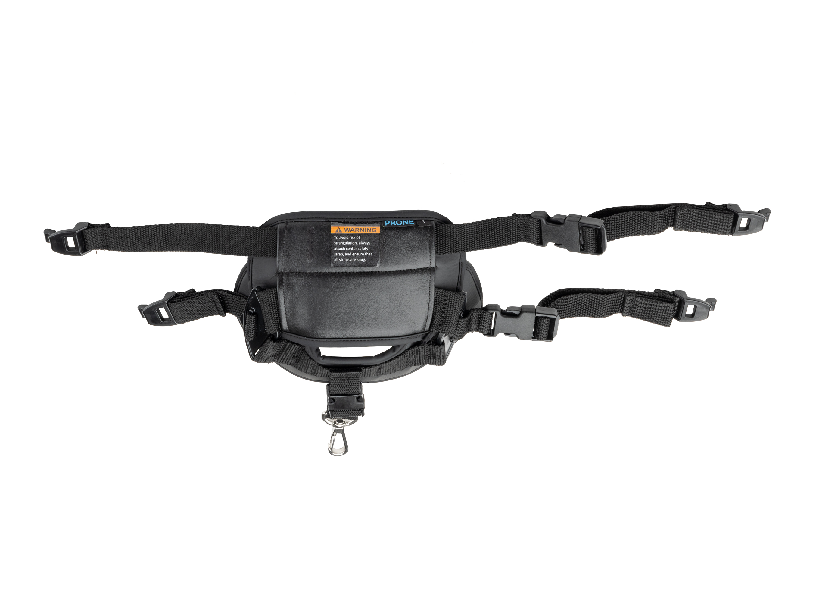 The Rifton Stander pelvic harness for prone configuration