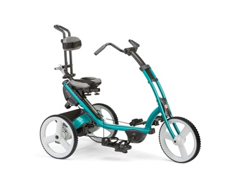 A teal medium Rifton Tricycle