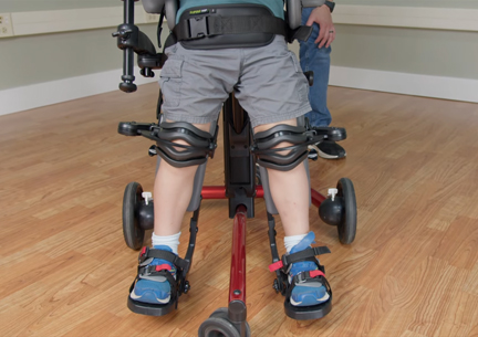 The split knee supports shown on the Rifton Size 2 Stander