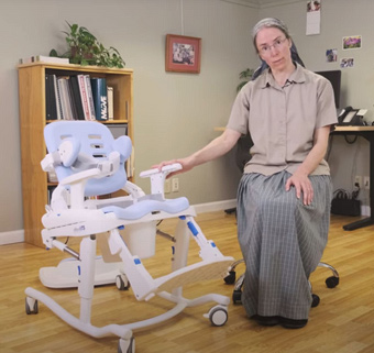 Lori Potts, PT demonstrating the Rifton HTS